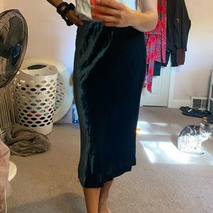 Anthropology velvet teal midi skirt